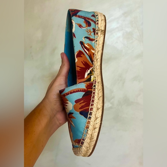 BURBERRY MULTICOLOR FABRIC CANVAS FLORAL HODGESON ESPADRILLE FLATS SIZE 41 - Picture 9 of 15